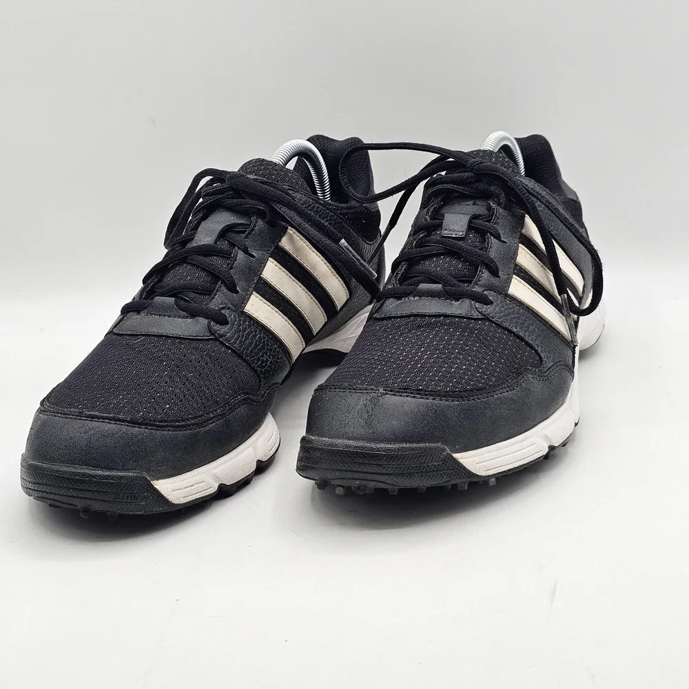 Adidas Golf Shoes Mens Size‎ 10.5 Black White TRAXION Spiked Cleats 816508